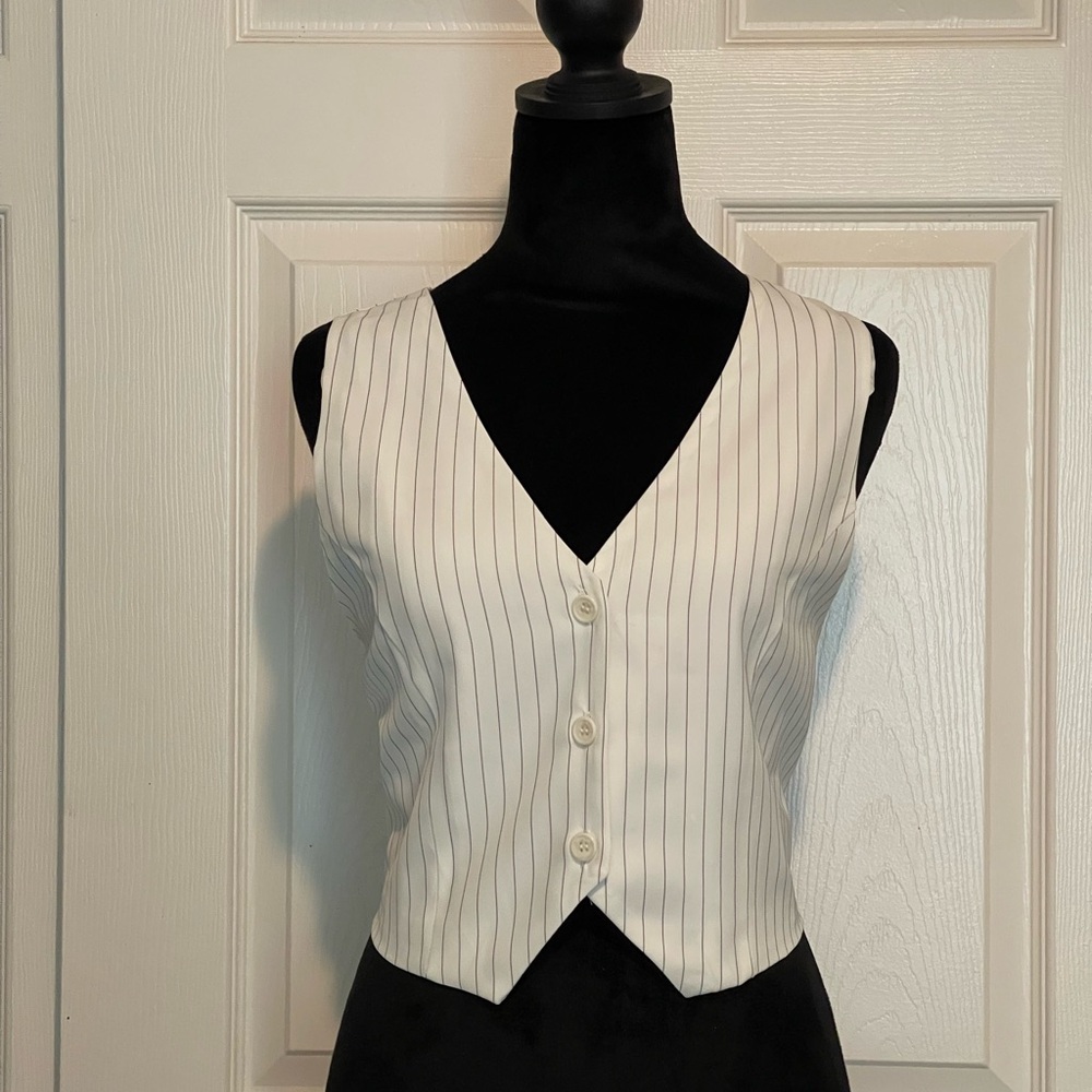 White Pinstripe Women's Vest